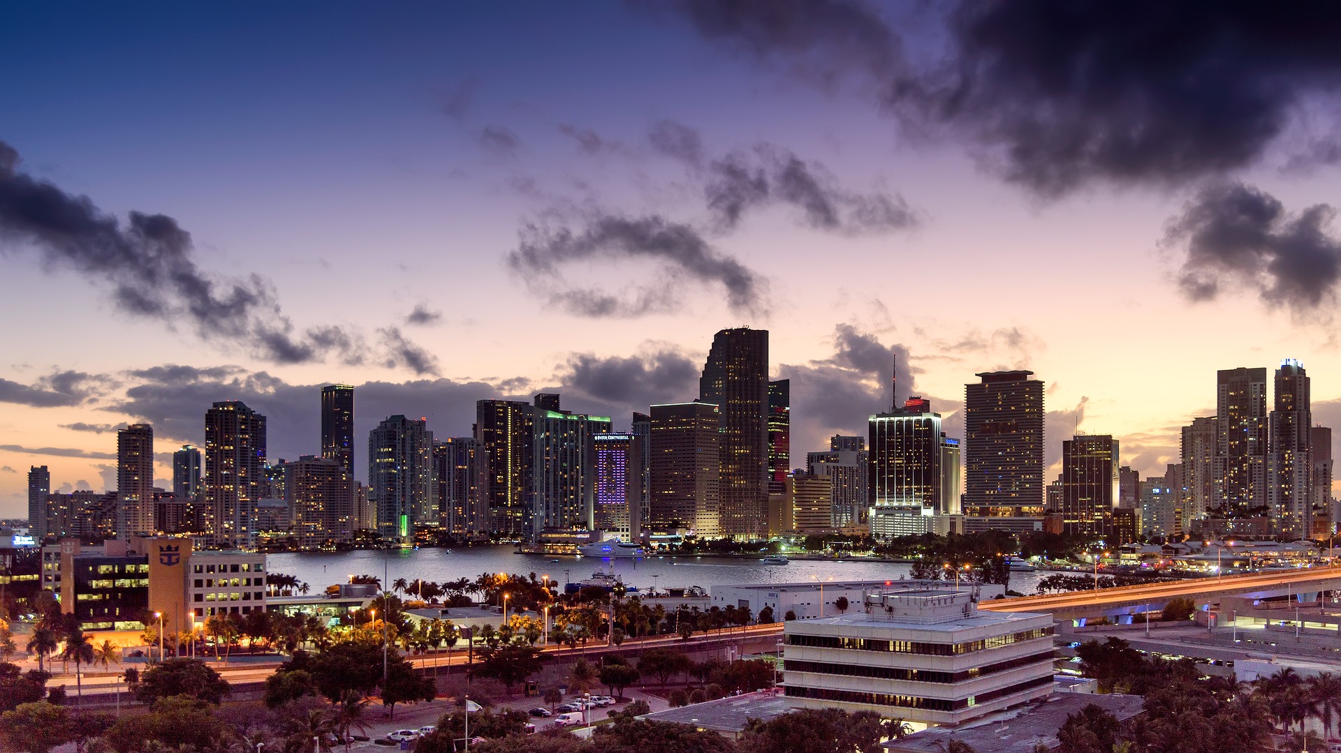 Miami skyline at night - Photo Credit: MustangJoe via Pixabay