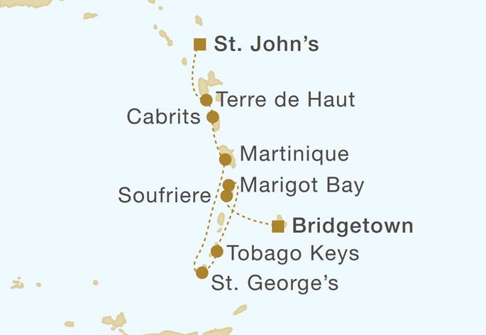 Classic Yachtsman Caribbean 7 Nights Itinerary Map