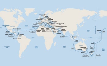 116-Day World Cruise - Roundtrip Los Angeles Itinerary Map