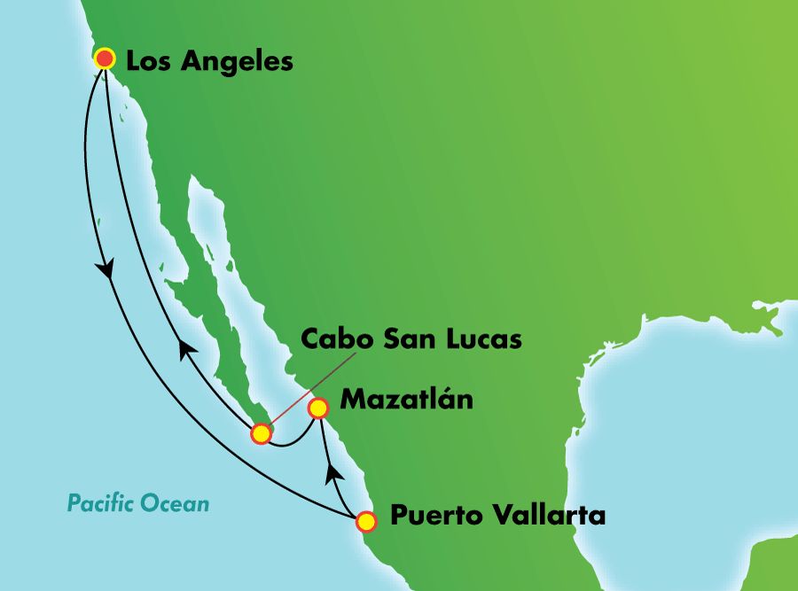 Mexican Riviera: Cabo & Puerto Vallarta Itinerary Map
