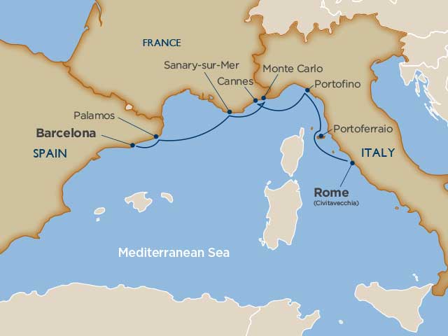 Vatican & Italian Riviera Cruise Tour Itinerary Map
